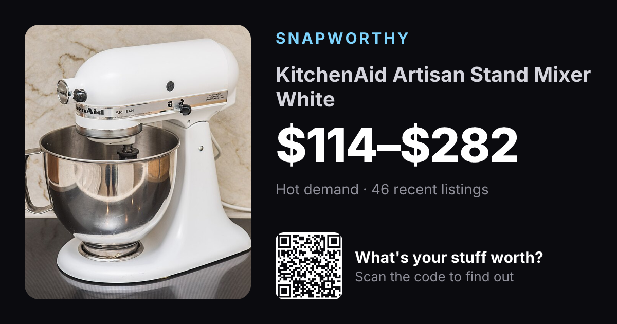 A Snapworthy scan result: KitchenAid stand mixer valued from real listings
